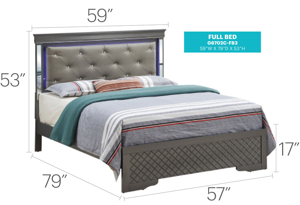 Bed With LED Light Accents Headboard