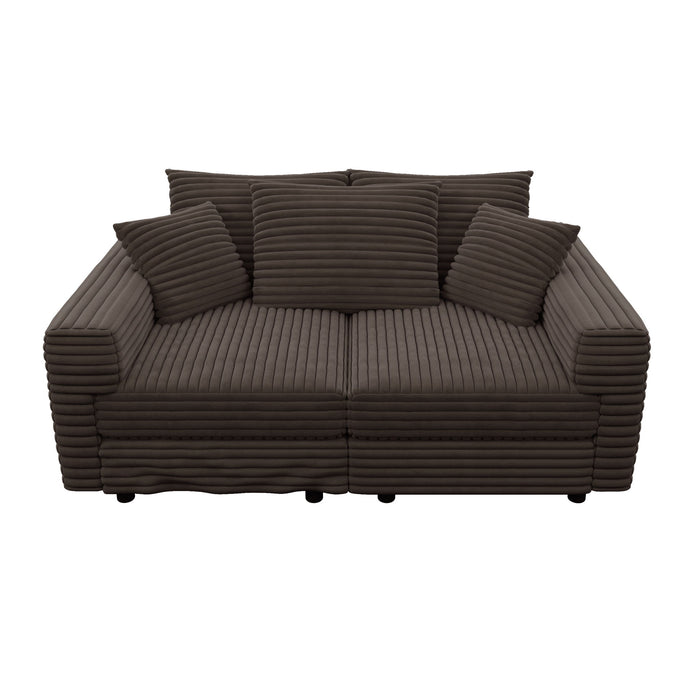 Plush Corduroy 4 Seat Sofa, Modern Comfy Upholstered Sofa Cloud Couch, Deep Seat Couches With Soft Pillows