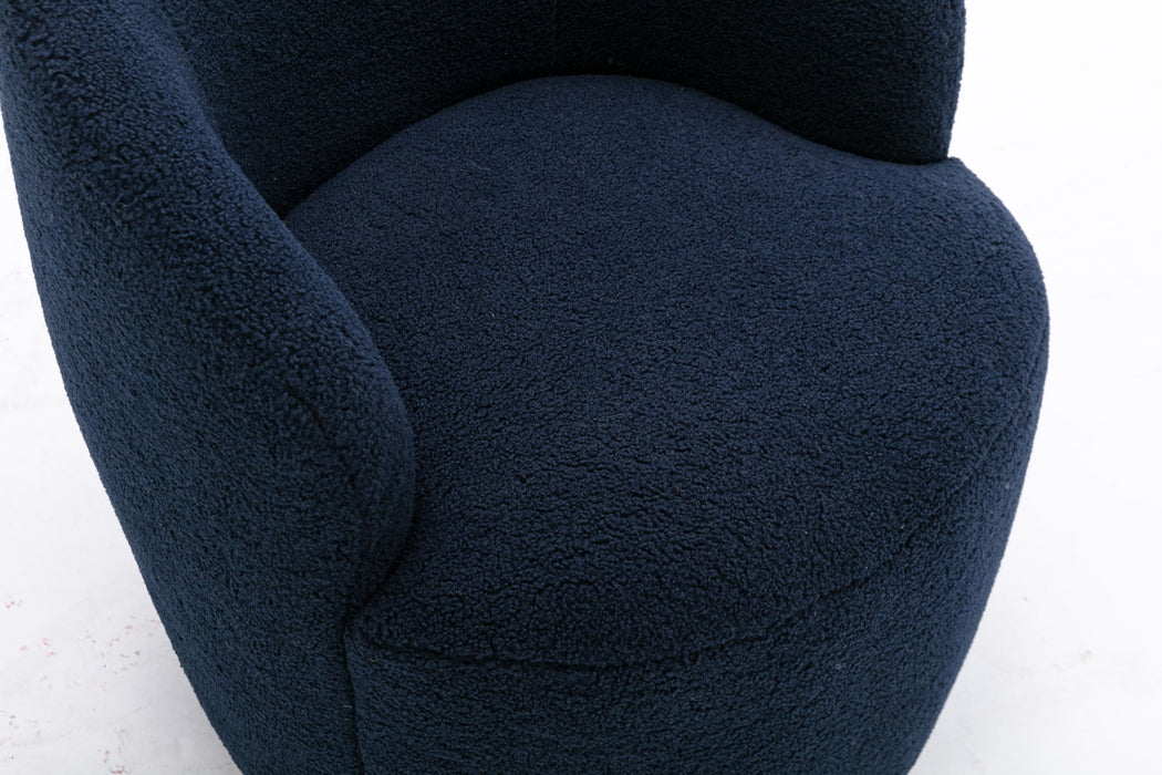 Teddy Fabric Swivel Accent Armchair Barrel Chair With Powder Coating Metal Ring