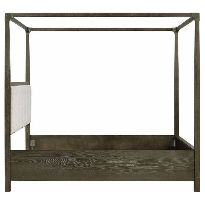 Sundance - Queen Canopy Bed With Upholstered Headboard - Dark Brown