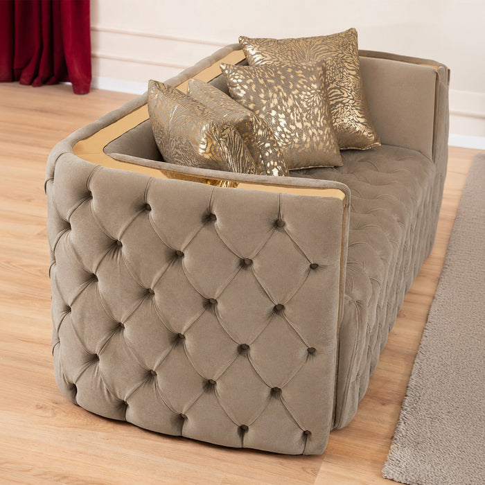 Naomi - Button Tufted Loveseat - Taupe
