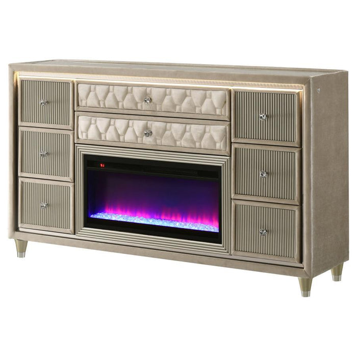 Lorient - 8-Drawer LED Bedroom Flame Box Dresser