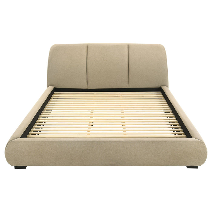 Mokena 46-inch Upholstered Eastern King Platform Bed Brown