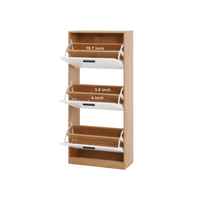 Modern Freestanding Shoe Storage Cabinet With 3 Flip Drawers