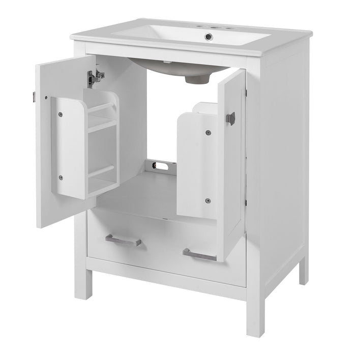 Bathroom Vanity With Integrated Undermount Ceramic Sink, 2 Doors And 1 Drawer, Soft Close Hinges