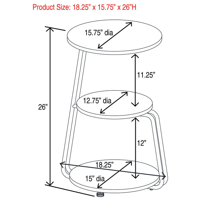 Dixon - 3 Tier Round Accent Side Table With Slim Legs - White / Black