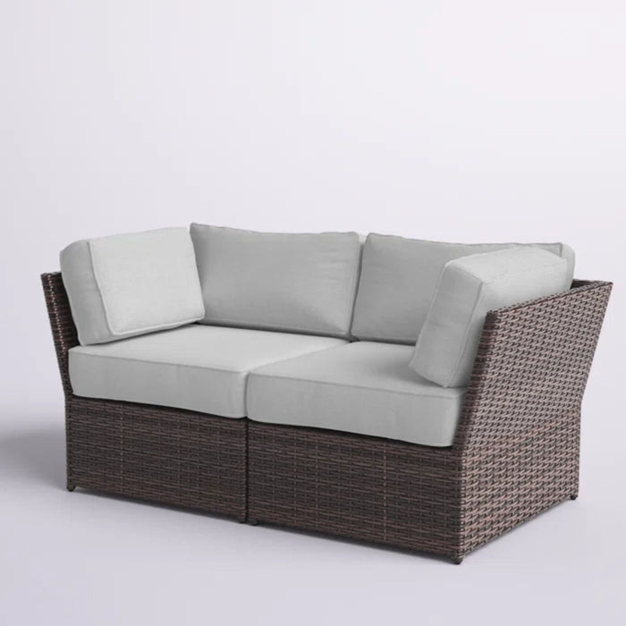 Outdoor Wicker Loveseat With Cushions Patio Seating Wicker - Brown