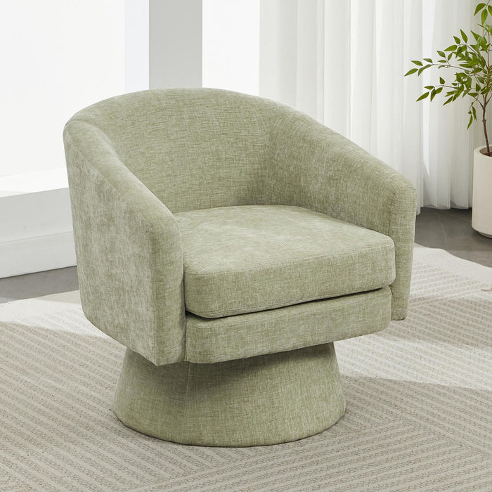 Swivel Barrel Chair With Cushioning For Living Room & Office, 360° Rotating - Green
