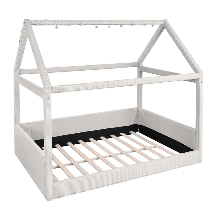 Upholstered House Style Daybed With LED Light Strips