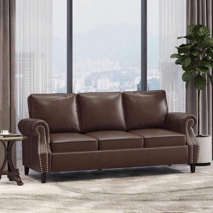 Contemporary 3 Seater Sofa With Nailhead Trim