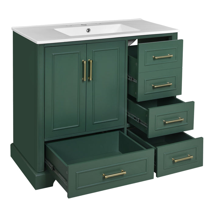 Traditional Bathroom Vanity With Soft Close Doors And Drawers