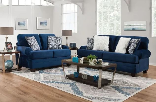 Groovy Navy 2pc Sofa Love seat Collection - Main Image