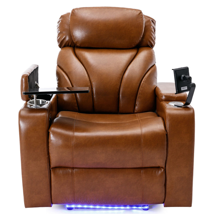 Power Motion Recliner Electric Power Recliner With USB Charging Port, Hidden Arm Storage, Convenient Cup Holder And Bluetooth Speaker