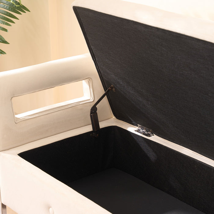 Wide Storage Soft Ottoman Bench With Armrests