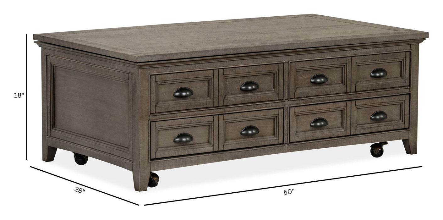 Paxton Place - Lift Top Storage Cocktail Table With Casters - Dovetail Gray