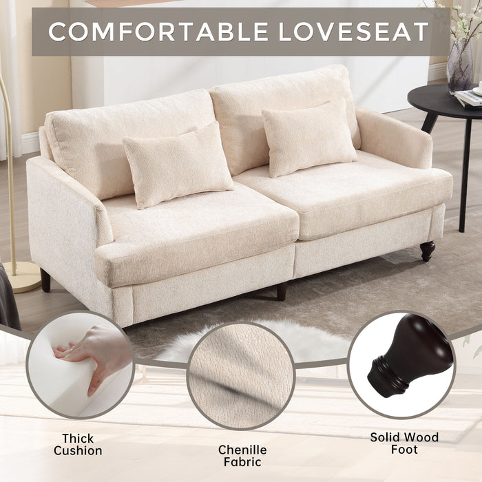 Mid Century Modern Fabric Loveseat Sofa, 2 Seat Upholstered Couch