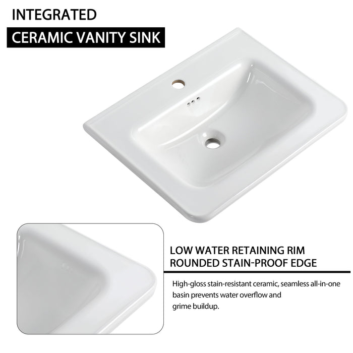 Wall Mounted Bathroom Vanity & Sink, Storage Shelves & Soft Close Door