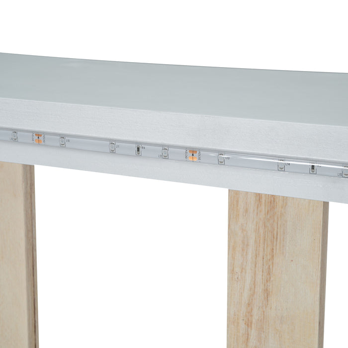 Race Car Shaped Platform Bed With LED And Upholstered Backrest In