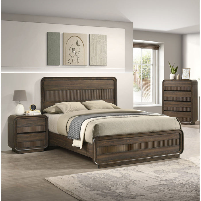 Flair Rounded Edges Nightstand, 2 Drawer Storage - Brown