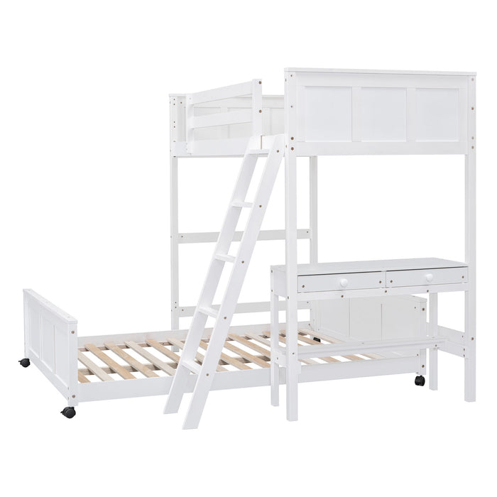 Full Over Full Bunk Bed With Desk