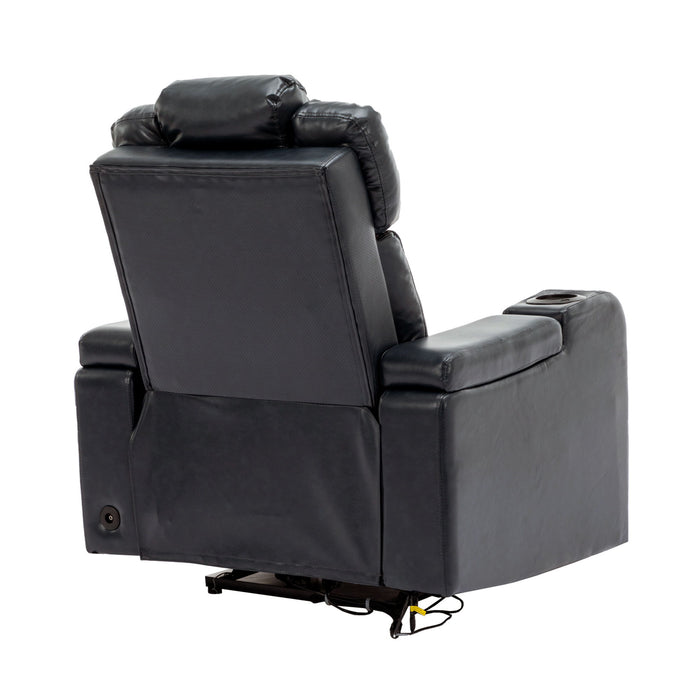Power Recliner Theater Chair With Cooling Cup Holder, Bluetooth Speaker, LED Lights, USB Ports