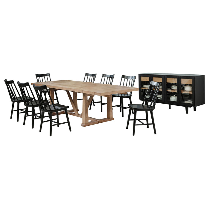 Middleton 10-piece Extension Leaf Dining Set Natural Brown and Black