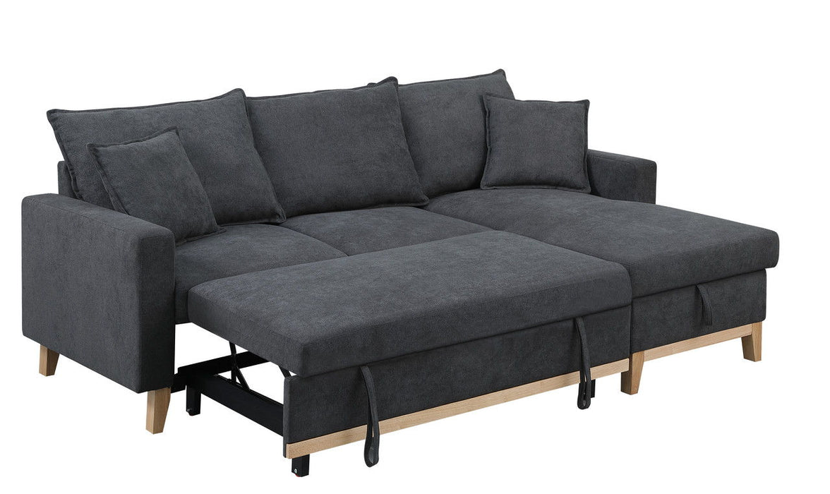 Colton - Reversible Sleeper Sectional Sofa With Storage Chaise - Dark Gray