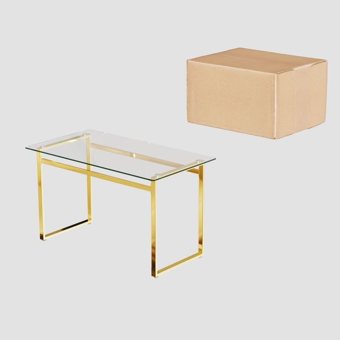 Modern Minimalist Rectangular Dining Table With Tempered Glass Top