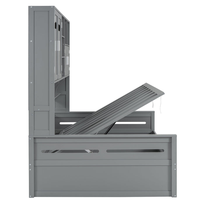 Daybed With All-In-One Cabinet And Shelf