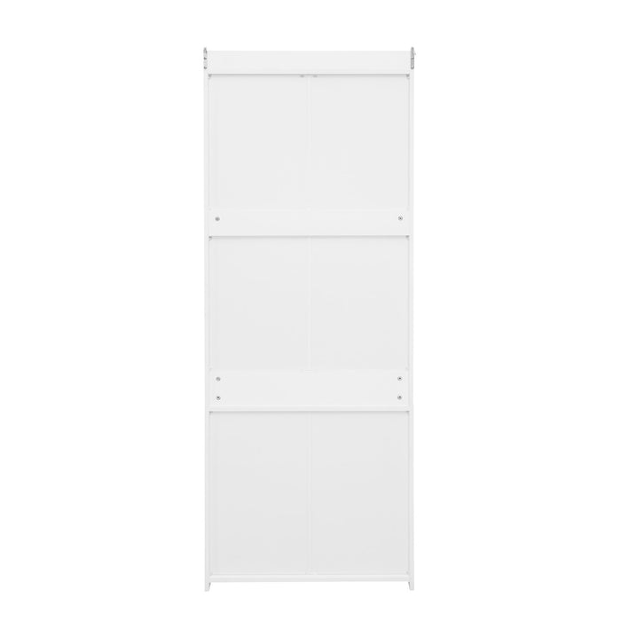 Wardrobe With 3 Drawers High Wardrobe Armoire With Rattan For Living Room Organizer - White
