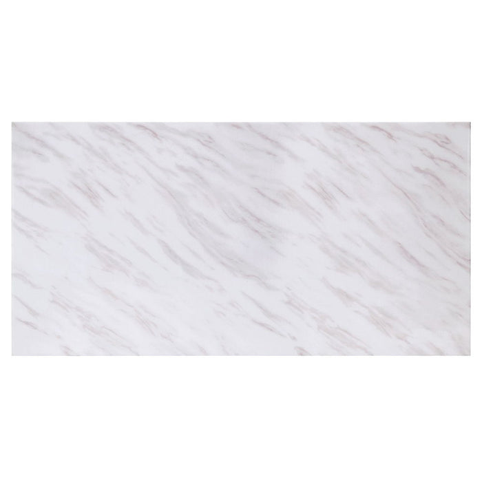 Zander - Dining Table - White Printed Faux Marble Top & Mirrored Silver