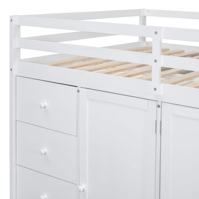 Loft Bed With Built In Wardrobes, Cabinets And Drawers