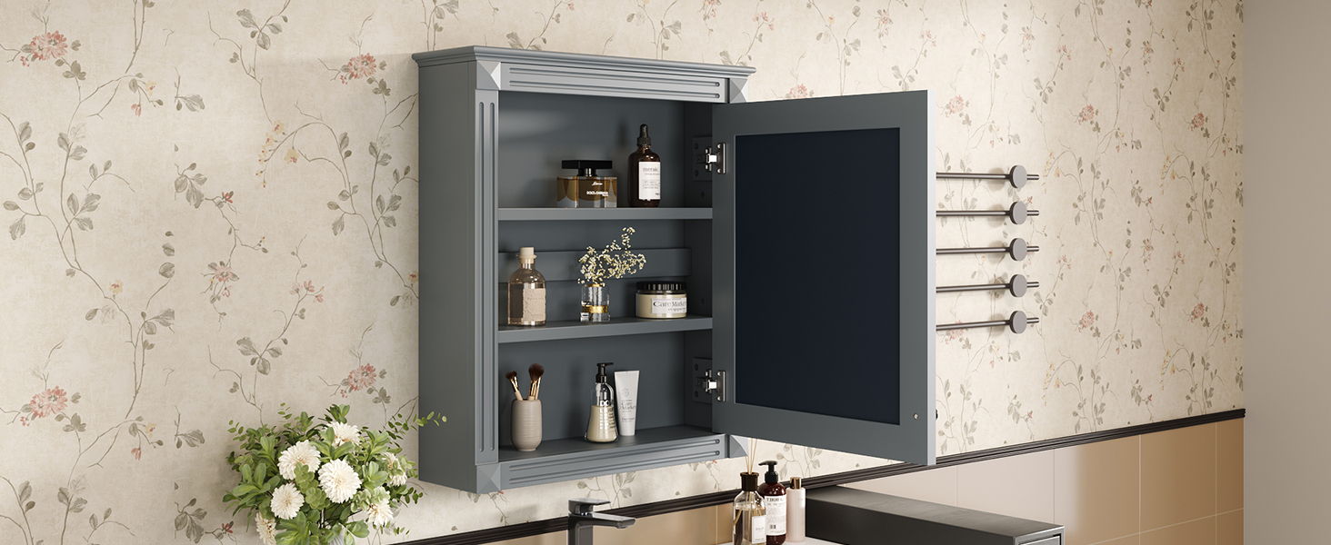 Wall Mounted Bathroom Storage Cabinet With Mirror, Medicine Cabinet With Height Adjustable Shelf