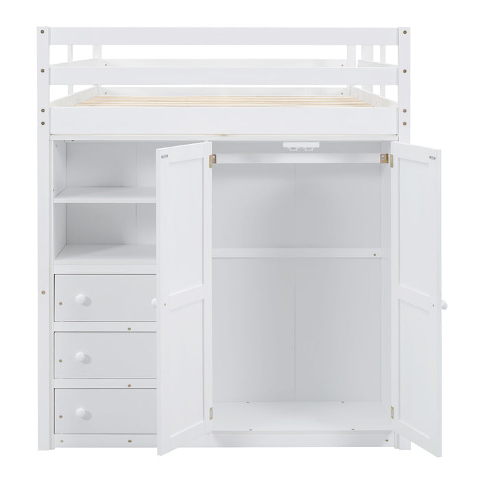 Loft Bed With Built In Wardrobe, Shelves And Drawers