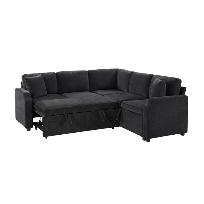 Modern L Shaped Sectional Sofa Bed With Hidden Storage Chenille Upholstery