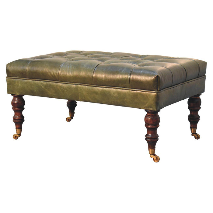 Buffalo - Leather Ottoman With Castor Legs
