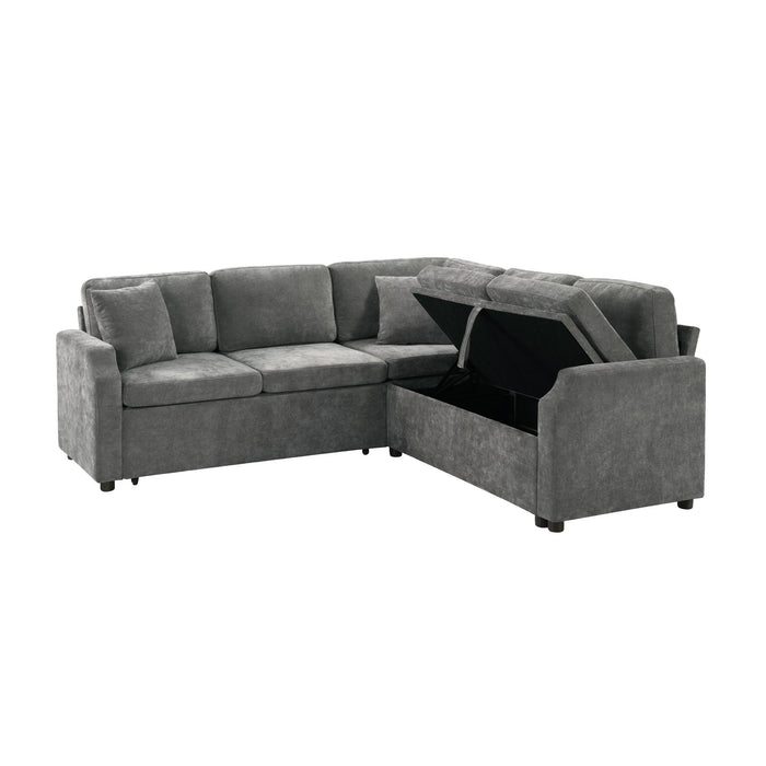 Modern L Shaped Sectional Sofa Bed With Hidden Storage Chenille Upholstery