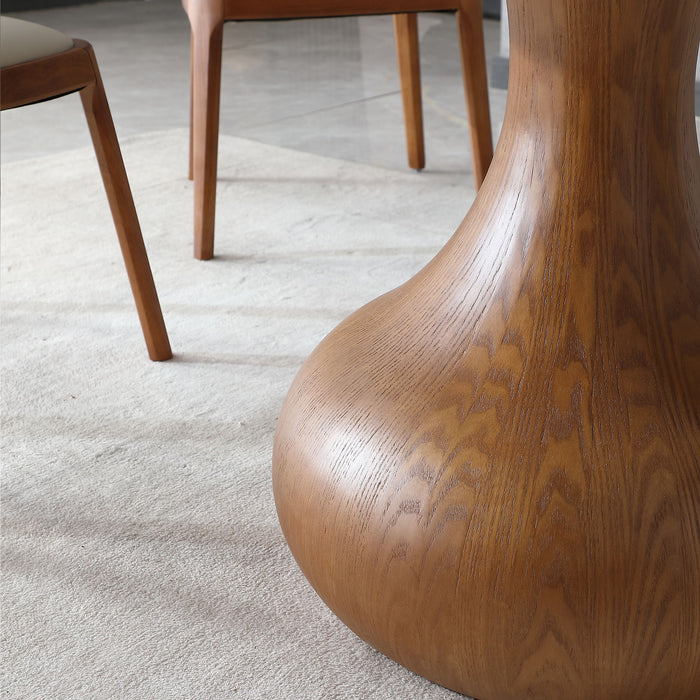 Round Modern Marble Dining Table (Table Only) - Walnut / White