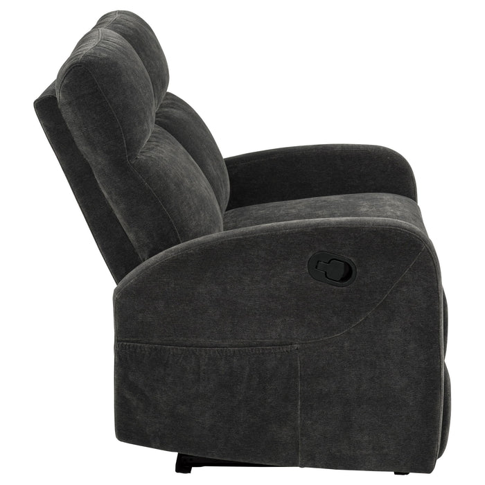 Hamilton Chenille Manual Reclining Loveseat Charcoal Grey