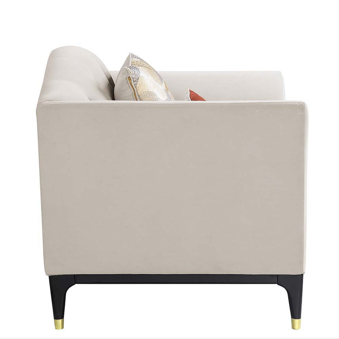 Tayden - Loveseat With 4 Pillows - Beige Velvet