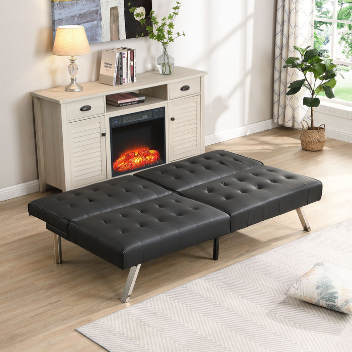 Contemporary Wood Frame Sofa Bed With Stainless Legs - Black