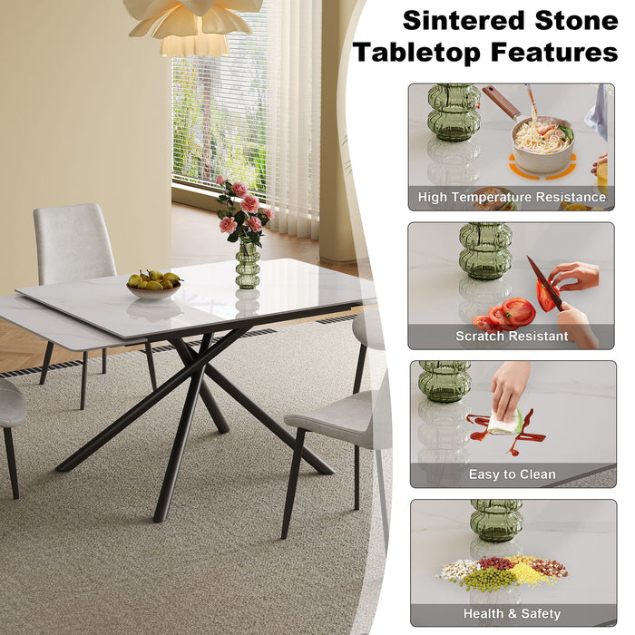 Retractable Sintered Stone Dining Table Set With Chairs