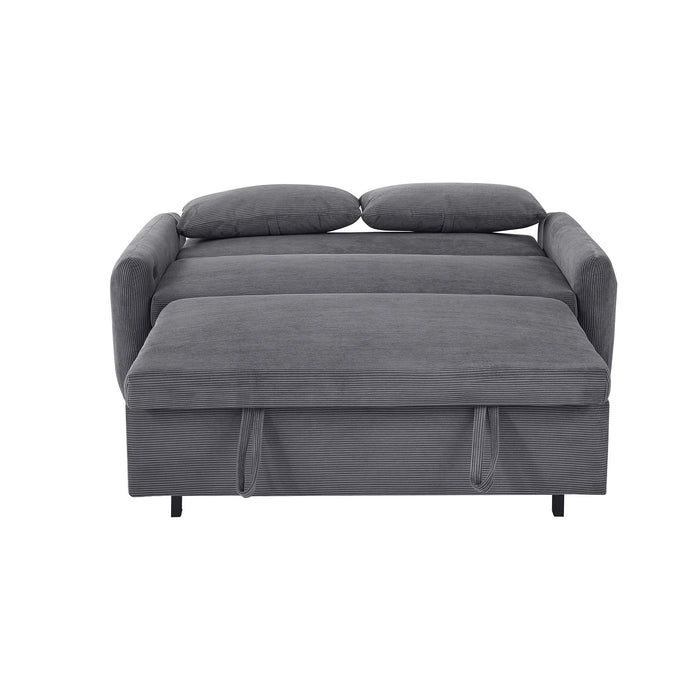 Pull-Out 2 Seat Modern Sleeper Sofa With 2 Throw Pillows And USB Ports