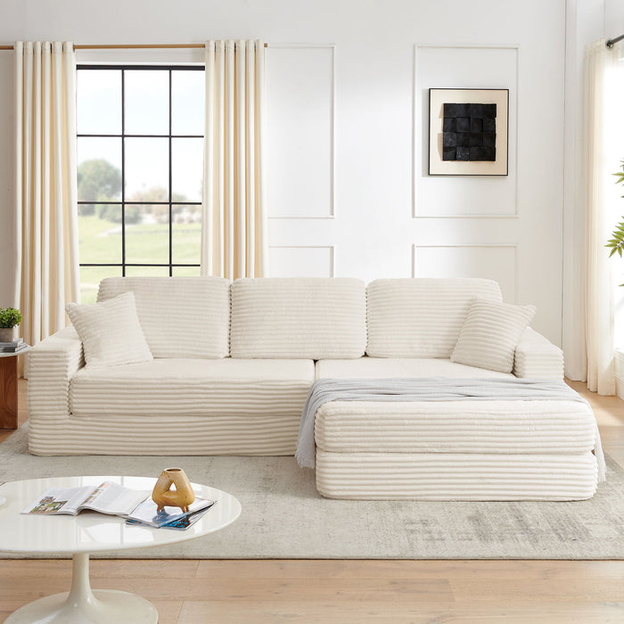 Modern Minimalist L Shape Modular Sectional Sofa, Corduroy Couch