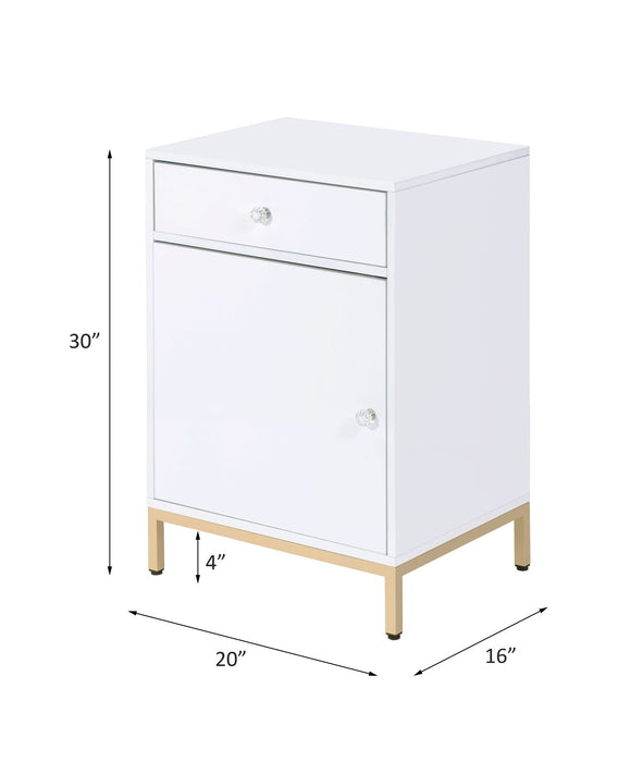 Ottey - Cabinet - White High Gloss & Gold