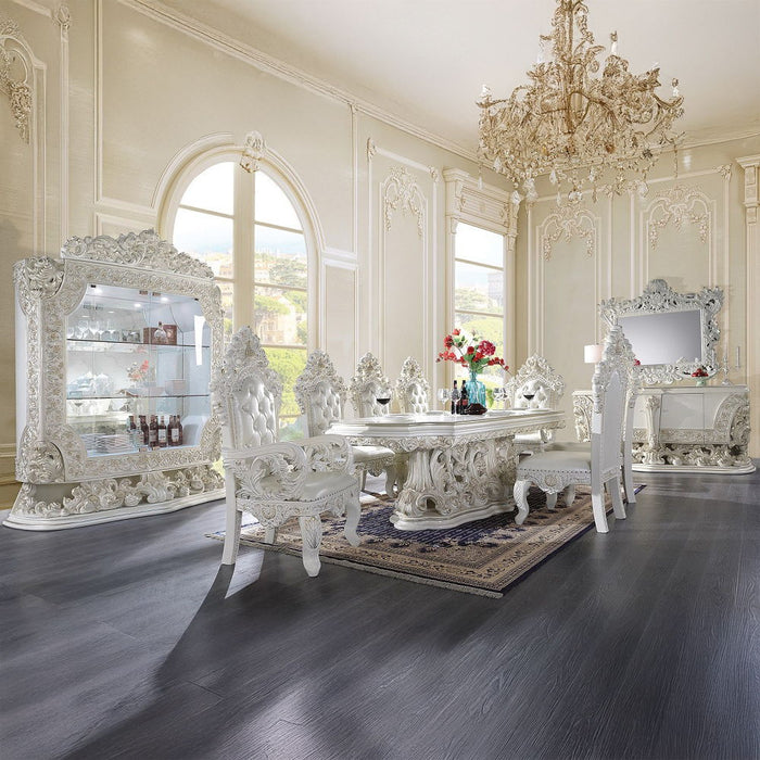 Adara - Side Chair Set of 2) - Pearl White Synthetic Leather & Antique White