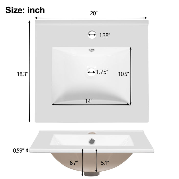 Bathroom Vanity With Ceramic Sink, Soft Close Drawers, Door Organizer, Divider Drawer, Adjustable Foot Pads