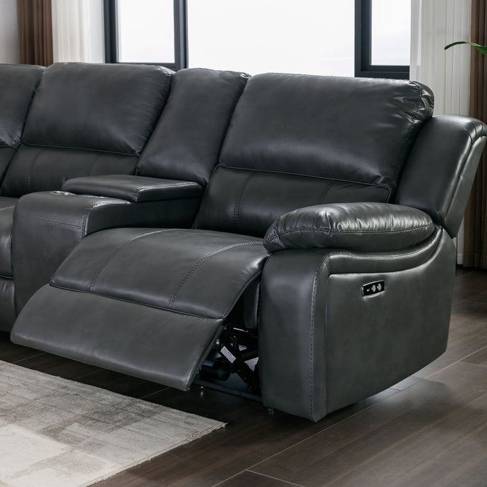 Power Reclining Sectional Sofa With 3 Adjustable Recliners, USB Ports & Cup Holders, Oversized Seating For Living Room - Black