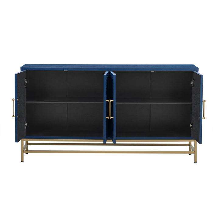 Trexm Retro Style Sideboard With Adjustable Shelves, Rectangular Metal Handles And Legs For Kitchen, Living Room, And Dining Room (Navy)