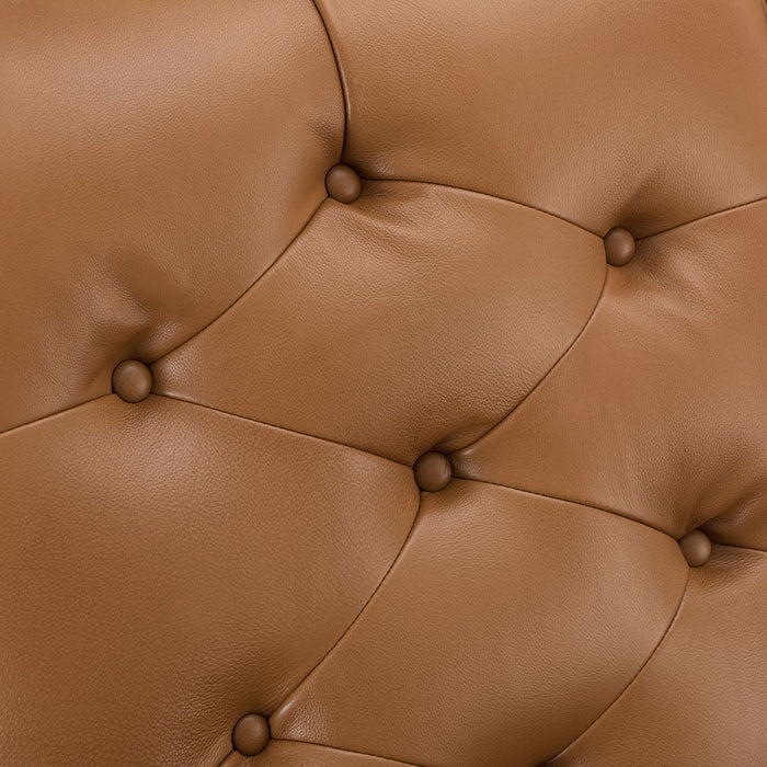 Hora Genuine Leather Manual Recliner - Camel